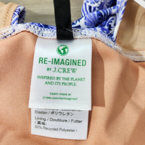 J. Crew V-neck One-Piece Blue Dandelion Print Swim Suit New With Tags Women's 0 - Picture 10 of 15